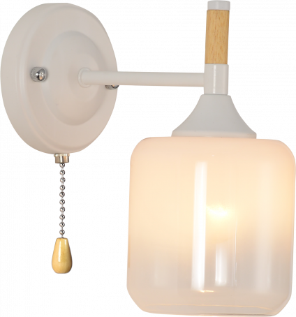 Бра XA1681/1W WD+WOOD белый 1х60W E27 d195 h205, HN25